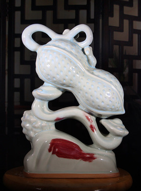 钧瓷家居客厅办公室装饰摆件一生如意陶瓷祝福如意平安送礼品摆件