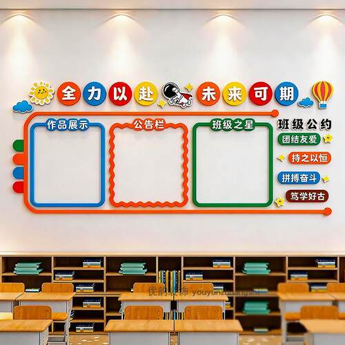 学习园地班务公告栏教室装饰文化墙中小学开学班级环创黑板报布置