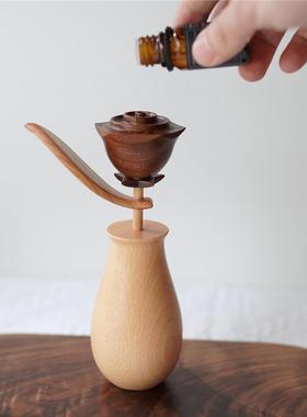 原木玫瑰花永生花简约实木创意花朵扩香摆件情人节520送礼礼物