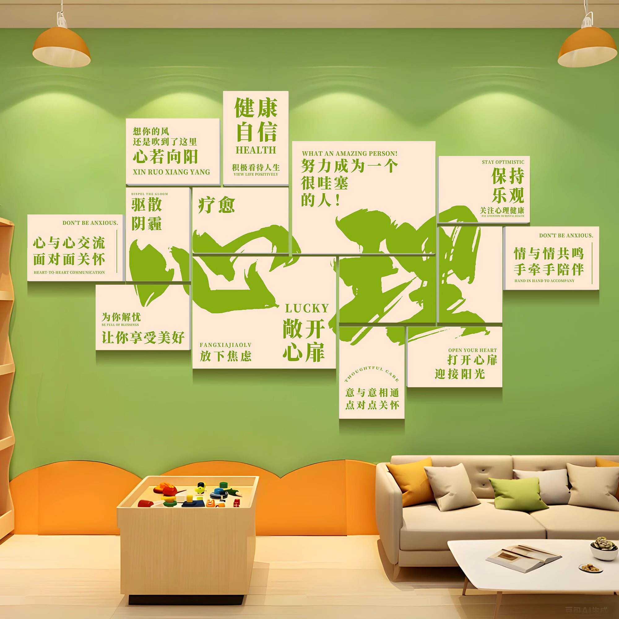 心理咨询室挂图学校心灵驿站文化墙励志标语挂画辅导室墙面装饰画