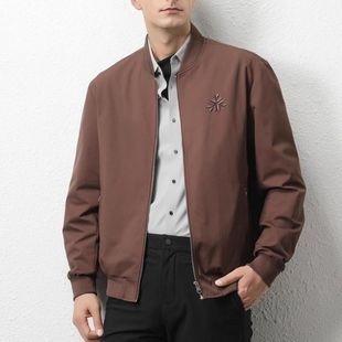 男装新款意式老钱风可商务可休闲户外时尚通勤棒球领秋冬夹克外套