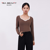 上衣女运动服健身衣普拉提带胸垫修身 Tea Beauty瑜伽长袖 T恤早秋