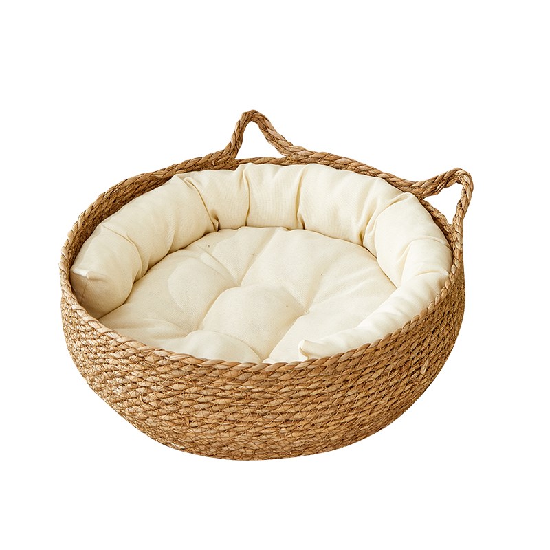 猫窝夏季四季通用藤编可拆洗草编宠物床夏天凉窝床边猫咪睡觉的窝