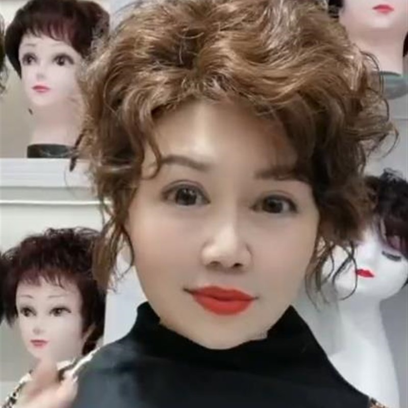 中老年假发妈妈假发旗袍走秀发型发圈盘发假发真人发婚礼喜庆盘发