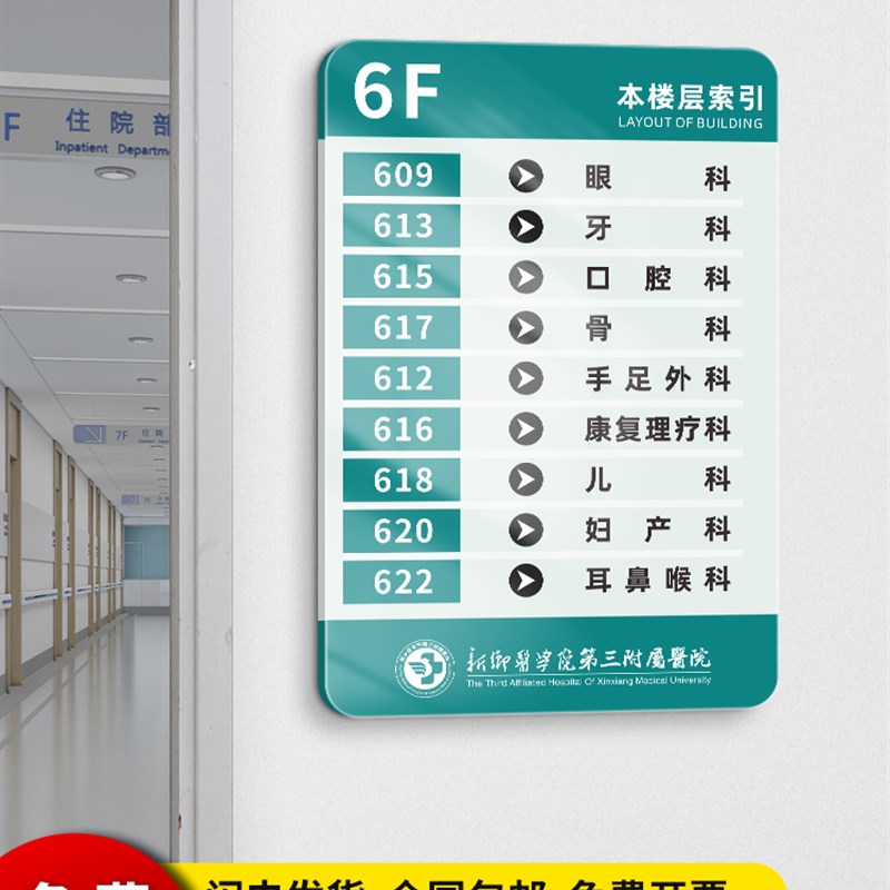 楼层索引牌指示牌医院大厅引路牌导引牌创意高档亚克力酒店楼层指