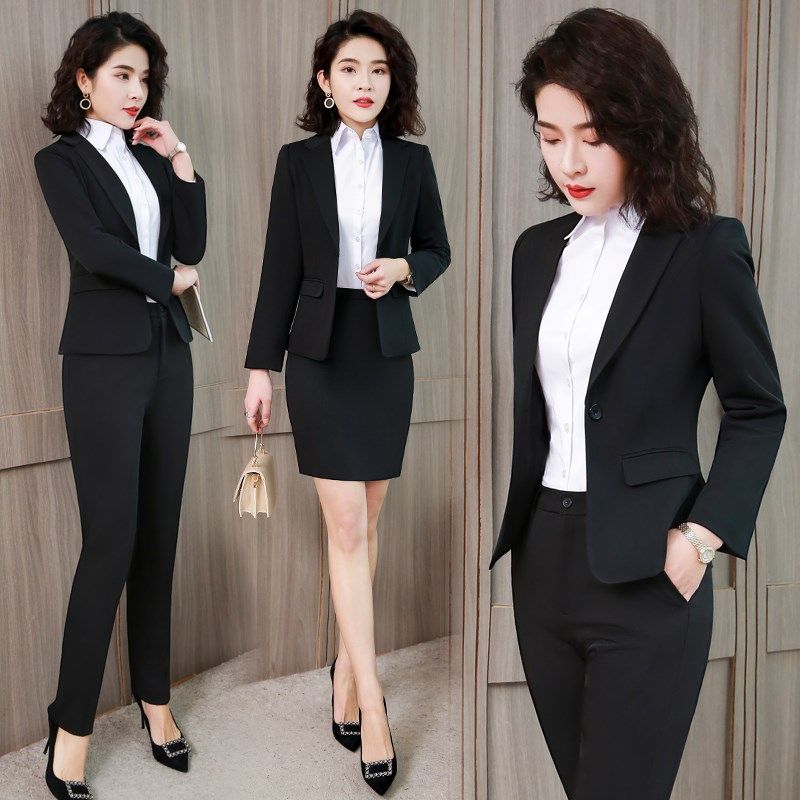 职业装套装女西装工装春秋气质大学生面试正装西服酒店前台工作服