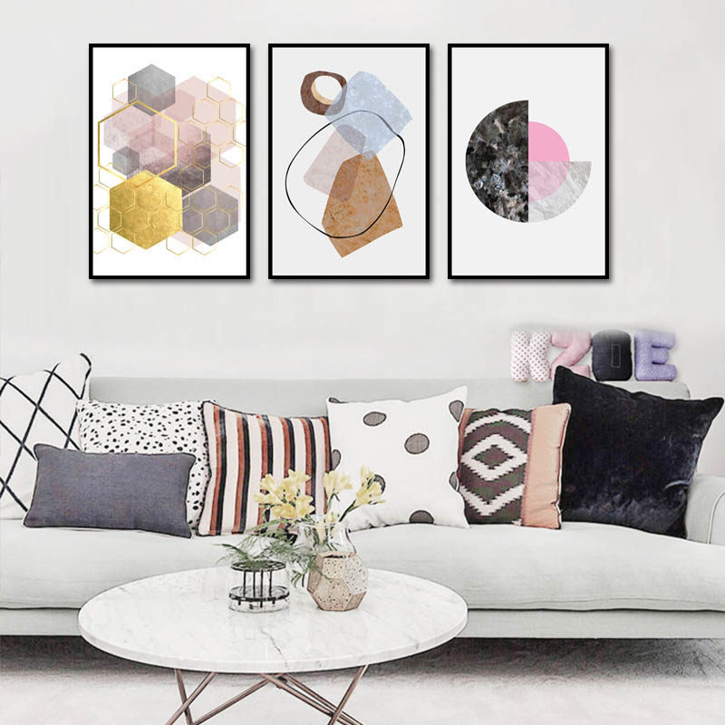 画宴 北欧风格客厅沙发背景墙装饰画卧室床头几何图形挂画