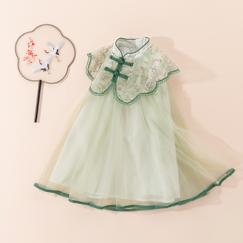 女童汉服夏季儿童中国风旗袍连衣裙改良唐装女宝宝夏装网纱公主裙
