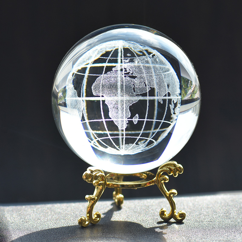水晶球3D内雕地球仪生日礼物