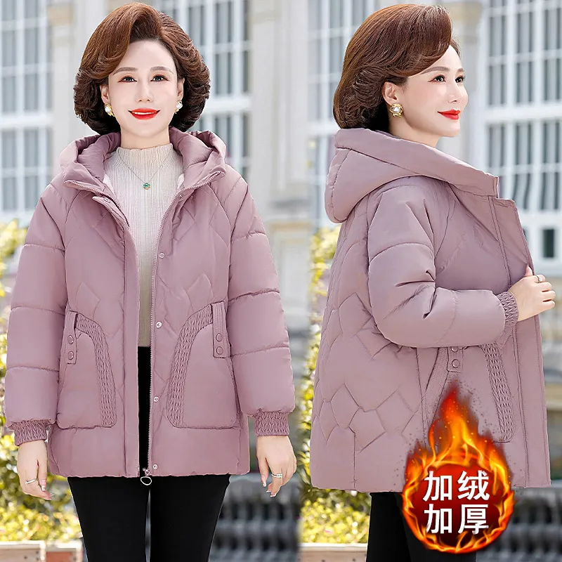 中年妈妈冬装外套羽绒棉棉服2025新款棉衣中老年女装加绒加厚棉袄