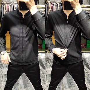 中国风男装 春款 小衫 男士 长袖 针织唐装 上衣中式 2328春季 国潮打底衫