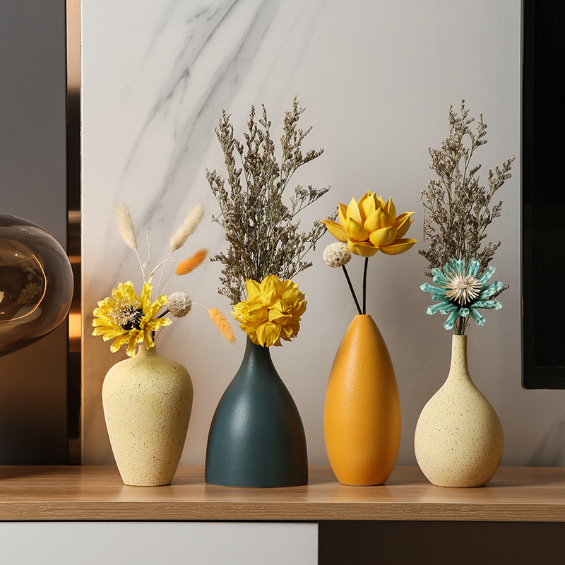 北欧风陶瓷小花瓶摆件客厅插花创意简约电视柜餐桌干花新房装饰品