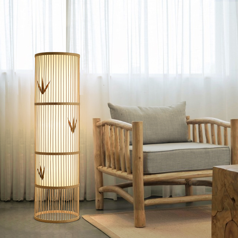 客厅落地灯卧室新中式竹编灯酒店民宿客栈禅意茶几沙发旁边立式灯