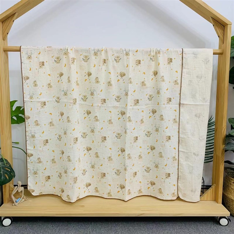 双层泡泡纱纯棉婴儿新生儿盖毯邹布褶皱舒适透气两用包巾盖毯