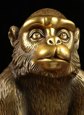 皇轩 招财铜猴子摆件小十二生肖金属猴可爱家居装饰品摆设