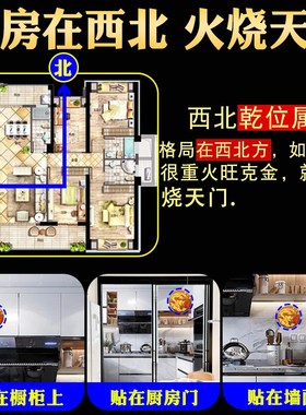 厨房在西北角避火龙贴纸门对门乾位男主人避火龙瓶摆件家用装饰品