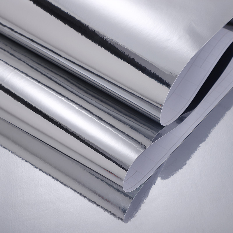 金属亮面银色贴纸自粘泊银镜面贴纸反光贴纸锡纸防水不锈钢即时贴