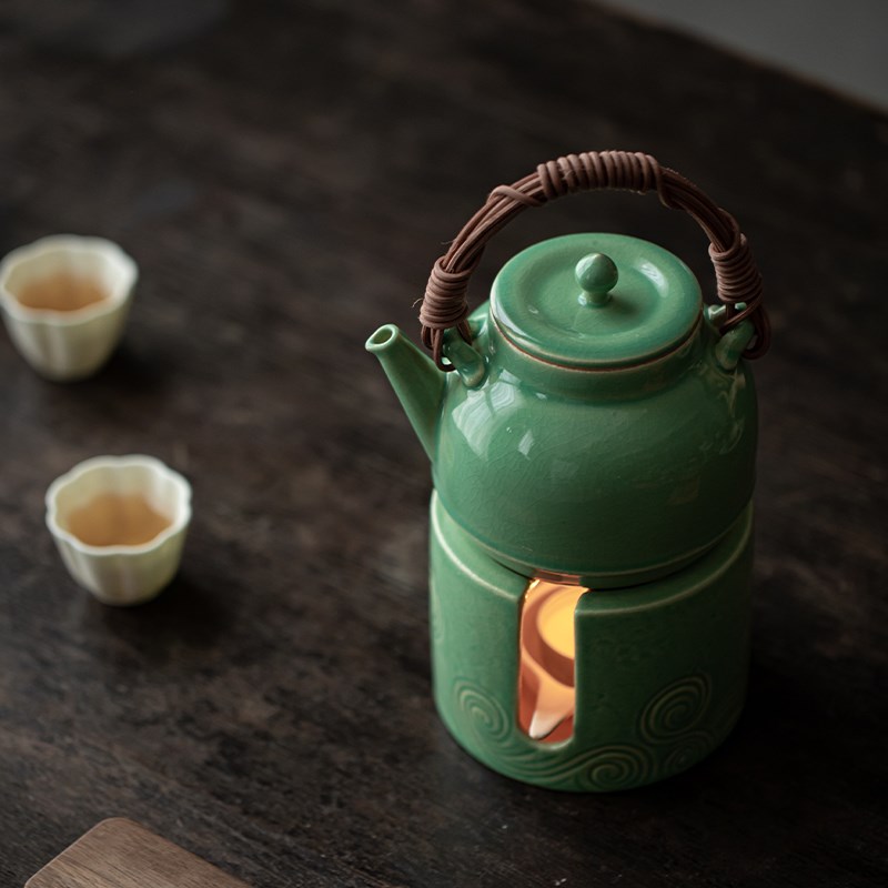 草木祠 陶瓷温茶炉蜡烛底座酒精炉 过滤提梁壶煮茶器家用保温炉