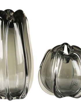 花朵造型加厚琉璃玻璃花瓶花器摆件餐桌样板房客厅电视柜极简摆设