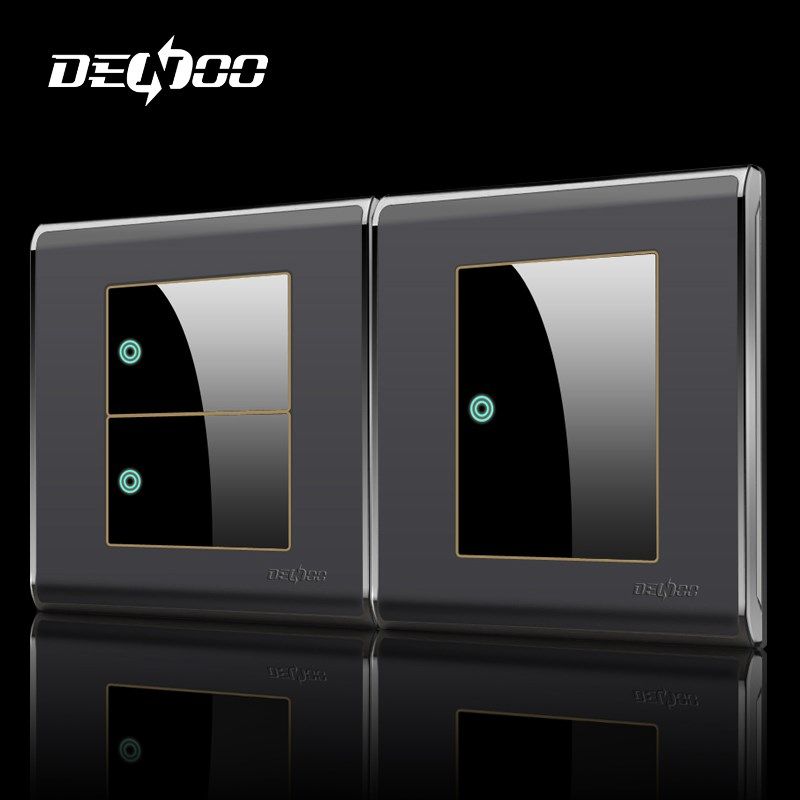 天龙黑色开关插座10A带USB五孔86型隐藏式家用16A一开五孔Led开关