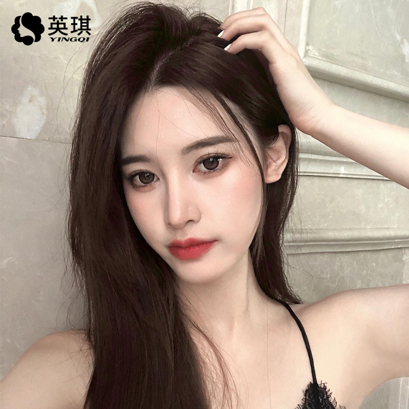 英琪假发片女长发蕾丝补发片增发量头顶蓬松无痕真人发丝遮盖白发