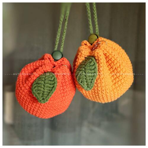钩针丑橘子收纳包挂件车钥匙耳机口红小物件收纳编织毛线包袋成品