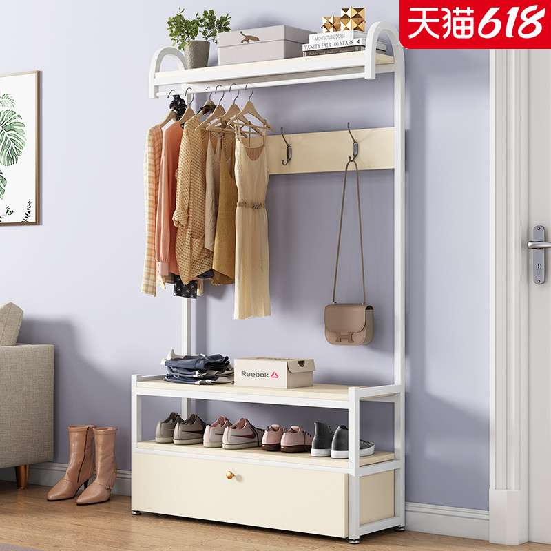 ft挂衣架落地卧室家用简易转角衣帽架带储物柜入户门口玄关衣服挂