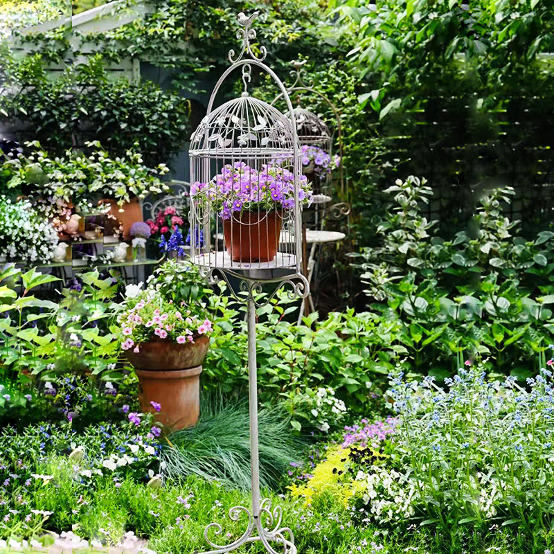 铁艺鸟笼花架落地户外花园阳台攀爬藤架子庭院复古装饰植物爬藤架