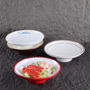 密胺高脚盘子餐厅自助糕点甜品展示盘酒店小吃小果盘塑料冷凉菜盘