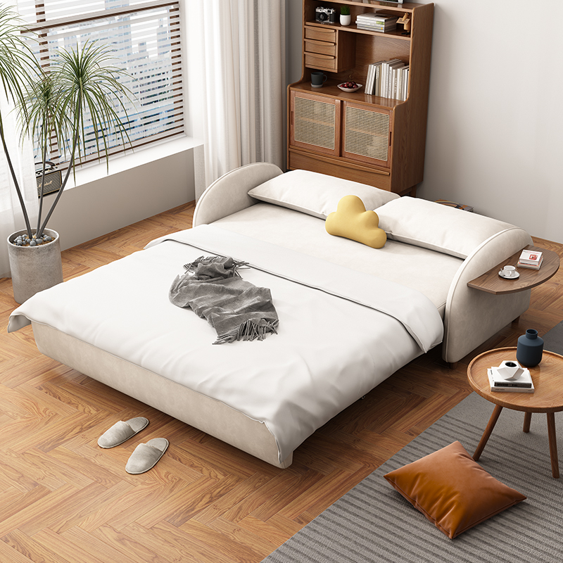 单人1米2米奶油风电动伸缩沙发床小户型客厅书房多功能智能折叠床