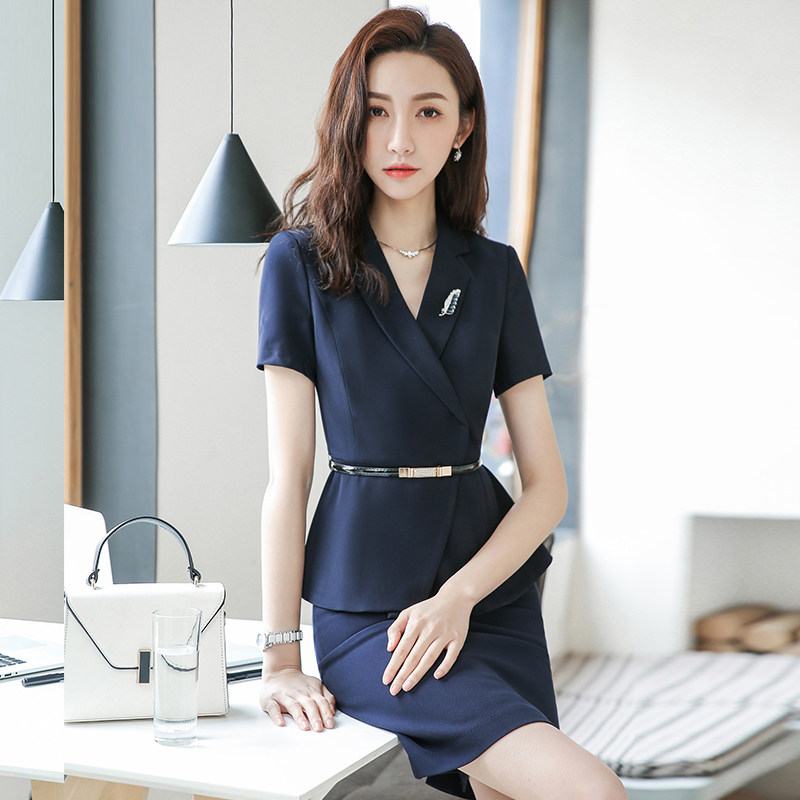 西装套装女夏时尚气质女神范2021高端职业正装裙套酒店前台工作服