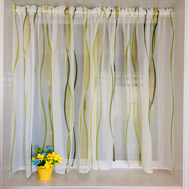 可定制 免打孔魔术贴自粘纱帘门帘厨房短帘隔断帘半帘防尘窗帘