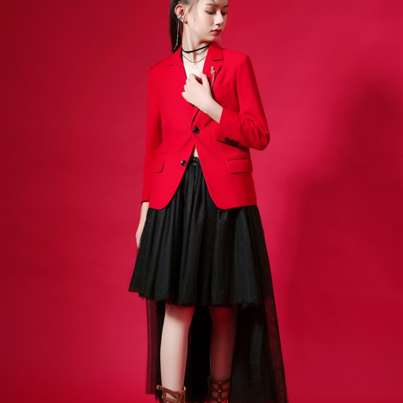 女童西服礼服高端走秀时尚潮服中大童主持人合唱朗诵钢琴演出服春