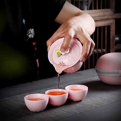 旅行功夫茶具小套装家用轻奢泡茶壶陶瓷茶杯户外茶盘便携式快客杯