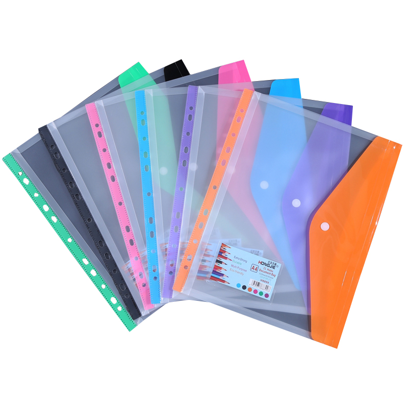 11孔文件保护套A4活页夹替换插页袋加厚纽扣文件袋按扣透明内页袋