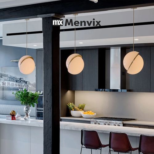 Menvix北欧设计师吧台吊灯奶茶店创意金色造型餐厅卧室圆球吊灯