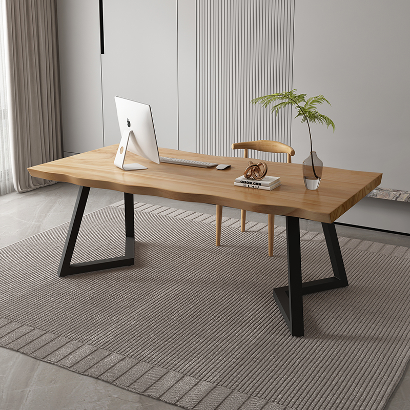 实木办公桌创意家用双人书桌长方形简约原木写字桌会议洽谈工作台