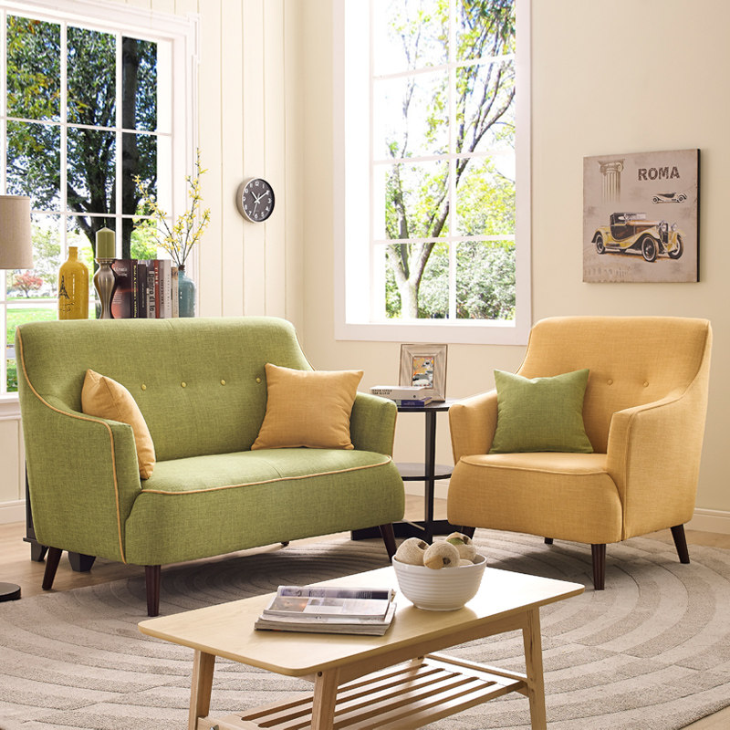 北欧沙发轻奢个性小户型客厅卧室双人三人位日式创意田园布艺沙发