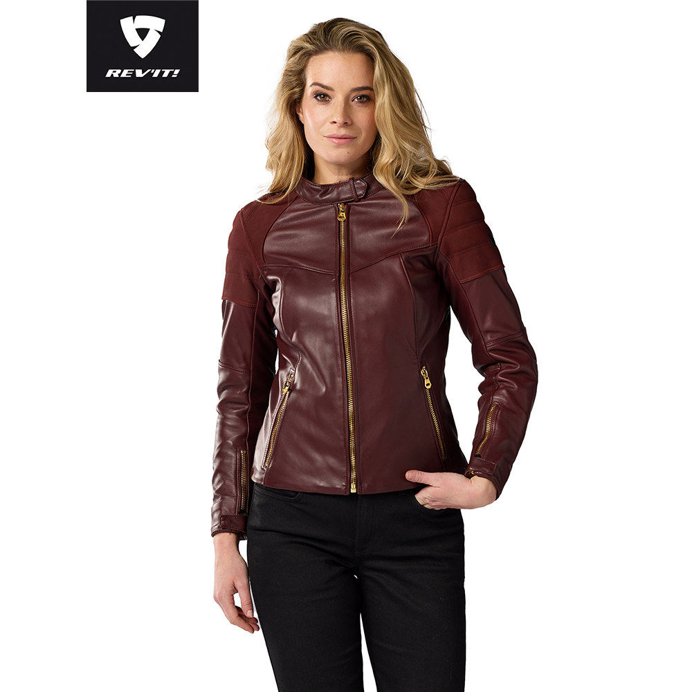 REVIT新品女士皮衣 伦敦复古摩托车骑行服机车女款牛皮可拆卸护具