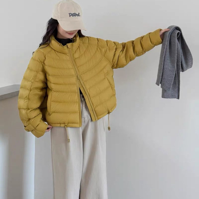 排骨款韩系宽松立领短款轻薄羽绒服女2025秋休闲简约白鸭绒外套