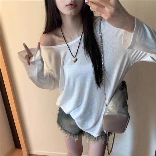 防晒衣服女夏季新款白色罩衫宽松防紫外线冰丝薄款长袖T恤ins上衣