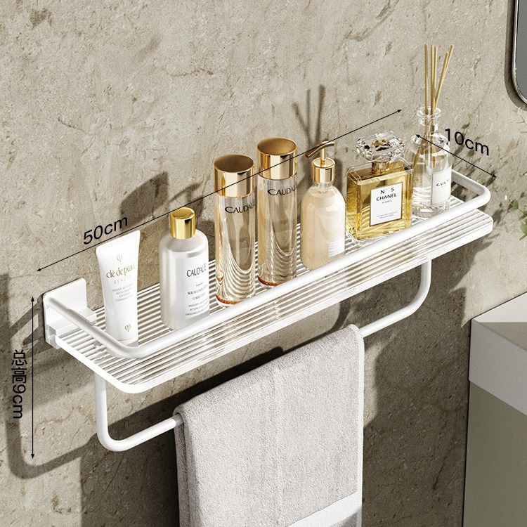 墙上壁挂免打孔奶油风浴室卫生间毛巾杆折叠浴巾收纳架毛巾置物架