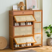 鞋 柜 架子家用经济型室内简易门口收纳神器大容量多层带柜门防尘鞋