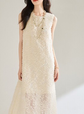 25夏连衣裙气质名媛高端女神范剪花白裙子女18838