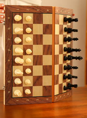 国际象棋磁性木质折叠棋盘黑白棋子中小学生培训比赛专用棋chess