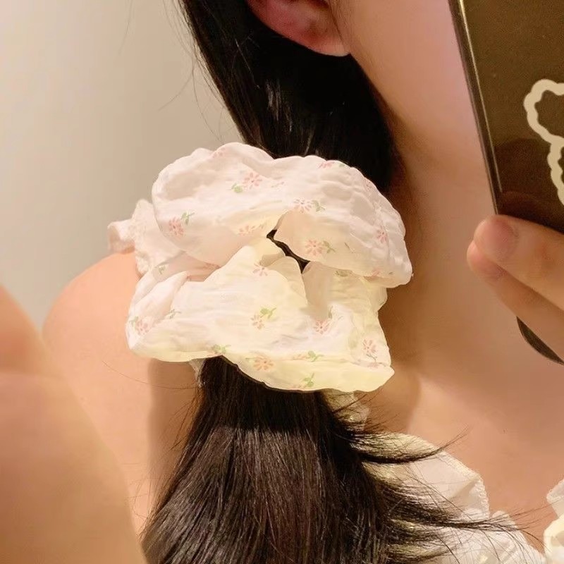 复古温柔碎花双层大肠发圈