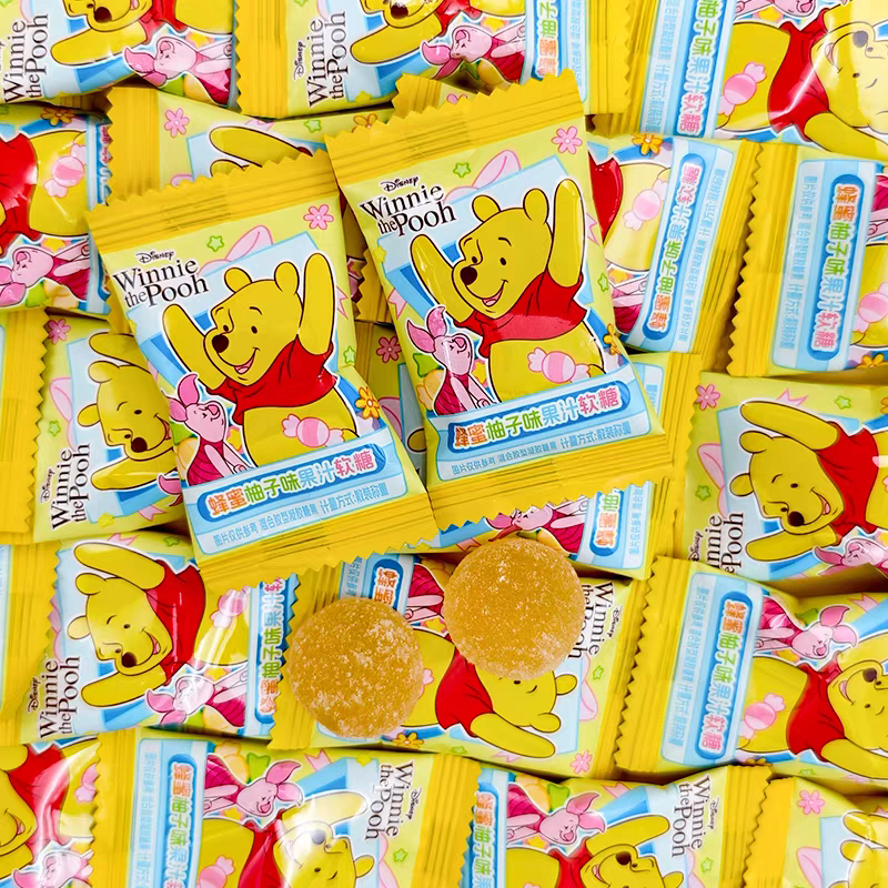 迪士尼维尼熊蜂蜜柚子味果汁QQ软糖果味结婚休闲儿童零食糖果散装