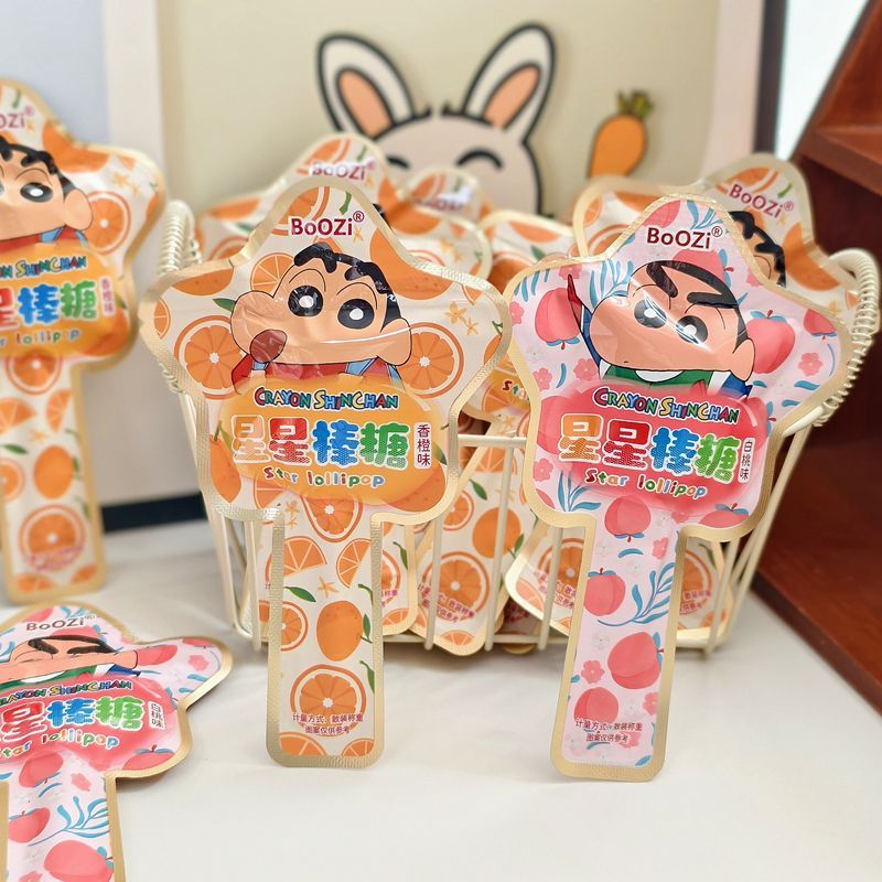 蜡笔小新散装星星造型棒棒糖休闲儿童零食结婚满月喜糖伴手礼批发