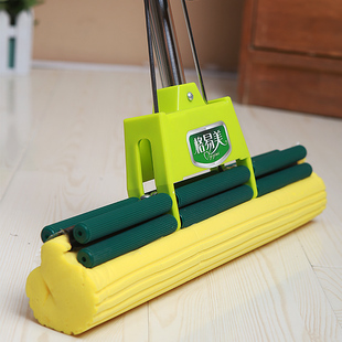 格易美海绵拖把滚轮式 挤水大号胶棉拖把家用吸水拖把头拖布不锈钢