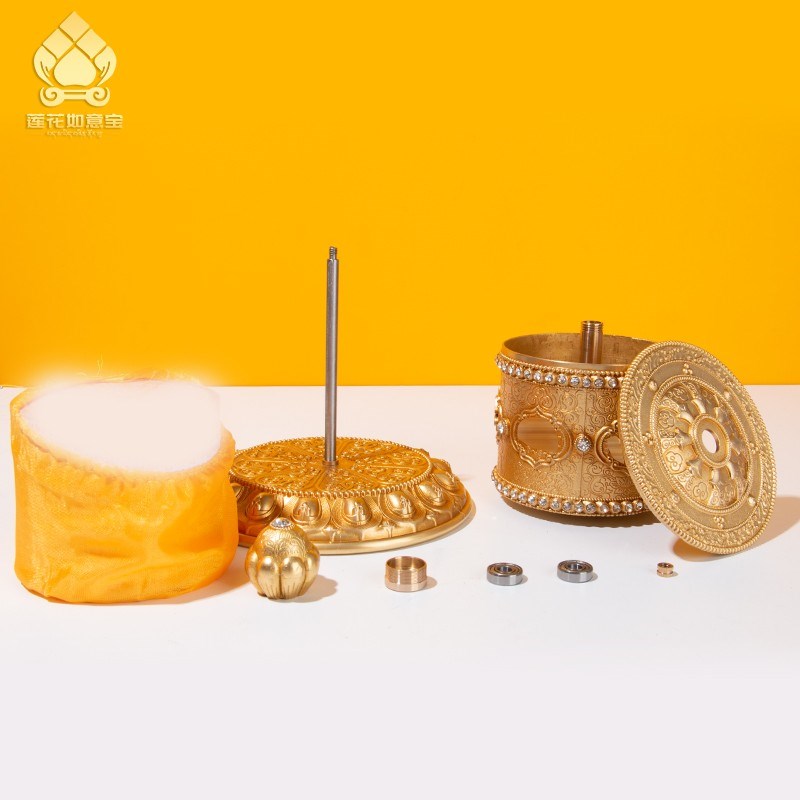 藏族家用指捻转轮桌面手拨经转简静音经纶铜制转金桶禅意藏式摆件